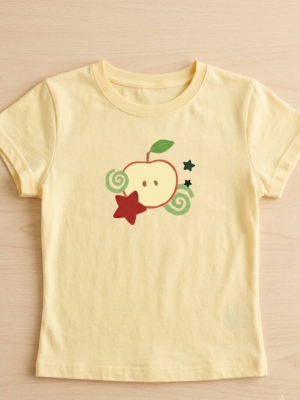 Apple Star Baby Tee, Cute Fruit